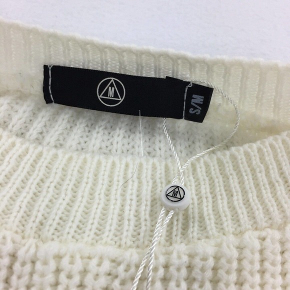 NWT Missguided Chunky Knit Side Slit Sweater S/M Womens Cream Ivory Oversized - Picture 3 of 8